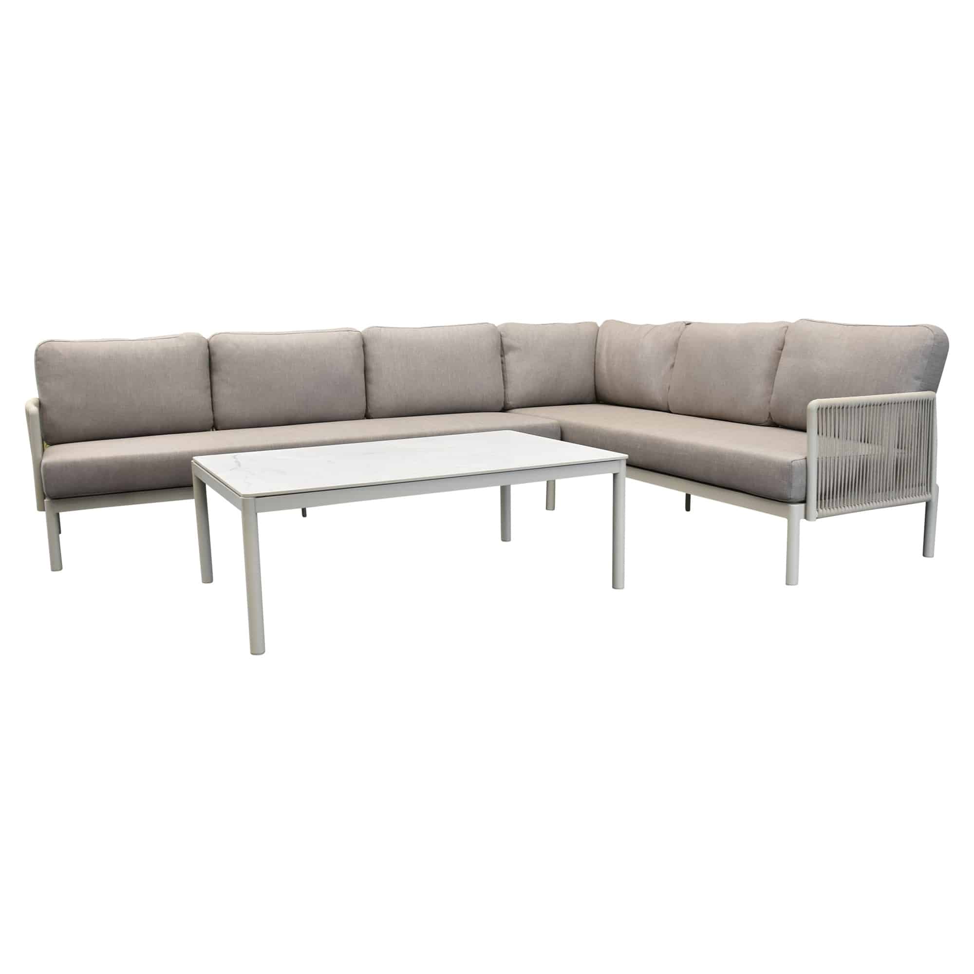 Joshua hoek loungeset 3 delig aluminium latte