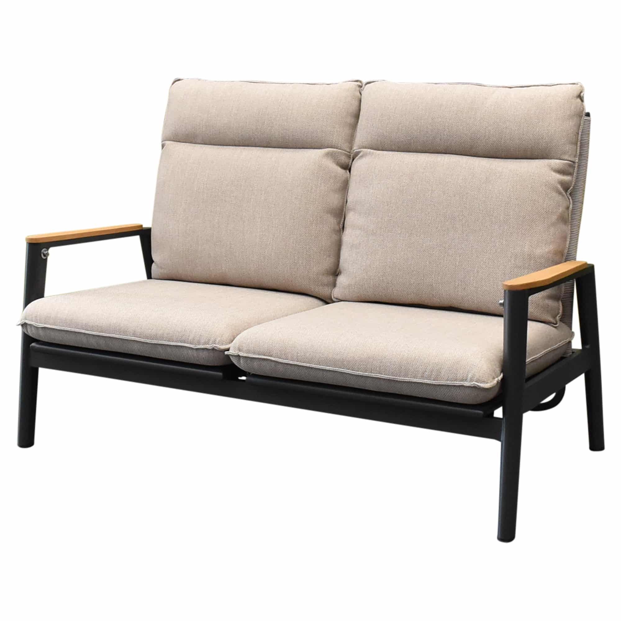 Alzano 2-zitsbank zand rope aluminium antraciet