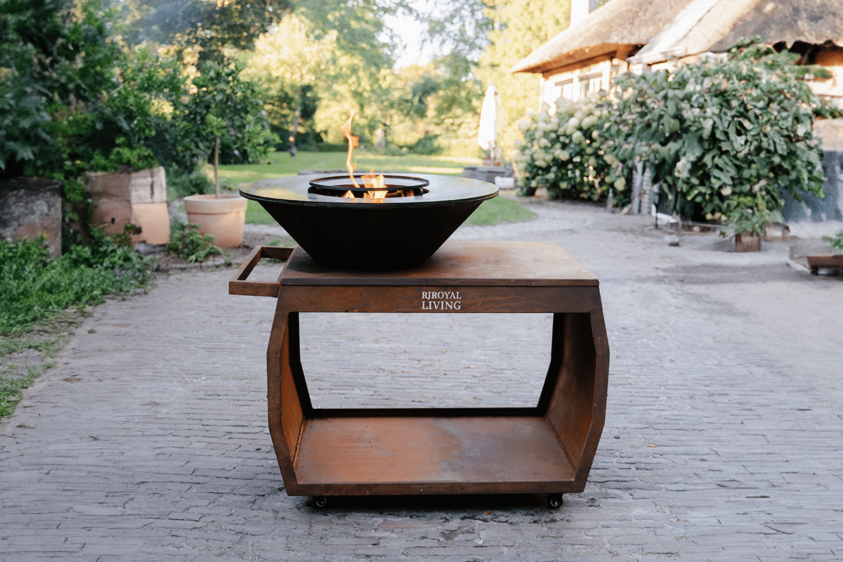 Barbecue BIG Jack 3.0 Cortenstaal - incl. hoes en houtopslag - Ø 80 cm- - Cortenstaal- RJRoyal Living