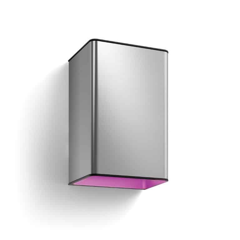 hue resonate muurlamp wit en gekleurd licht roestvrij staal philips