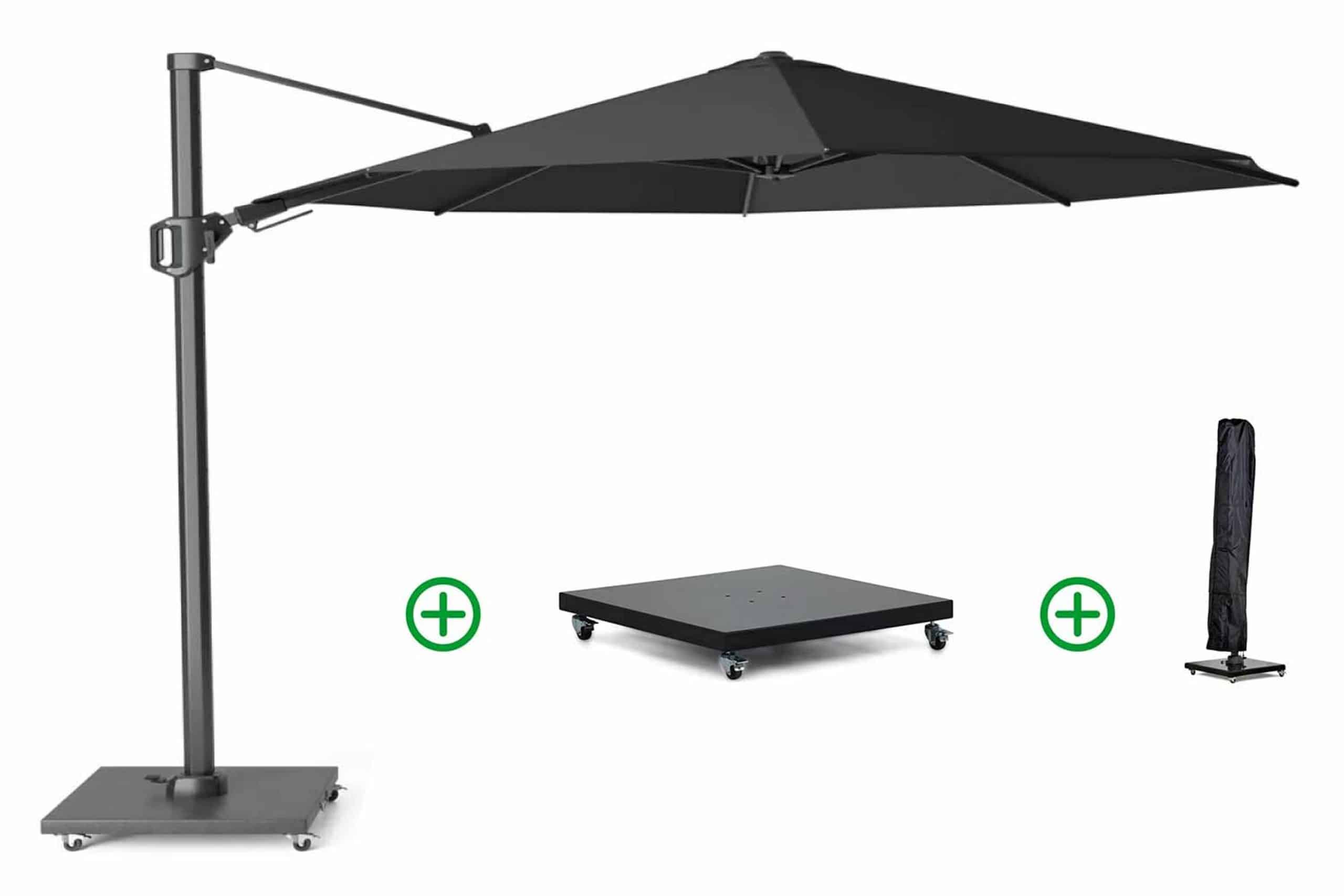 Platinum Challenger zweefparasol 3.5m T2 premium (incl. voet en hoes) faded black