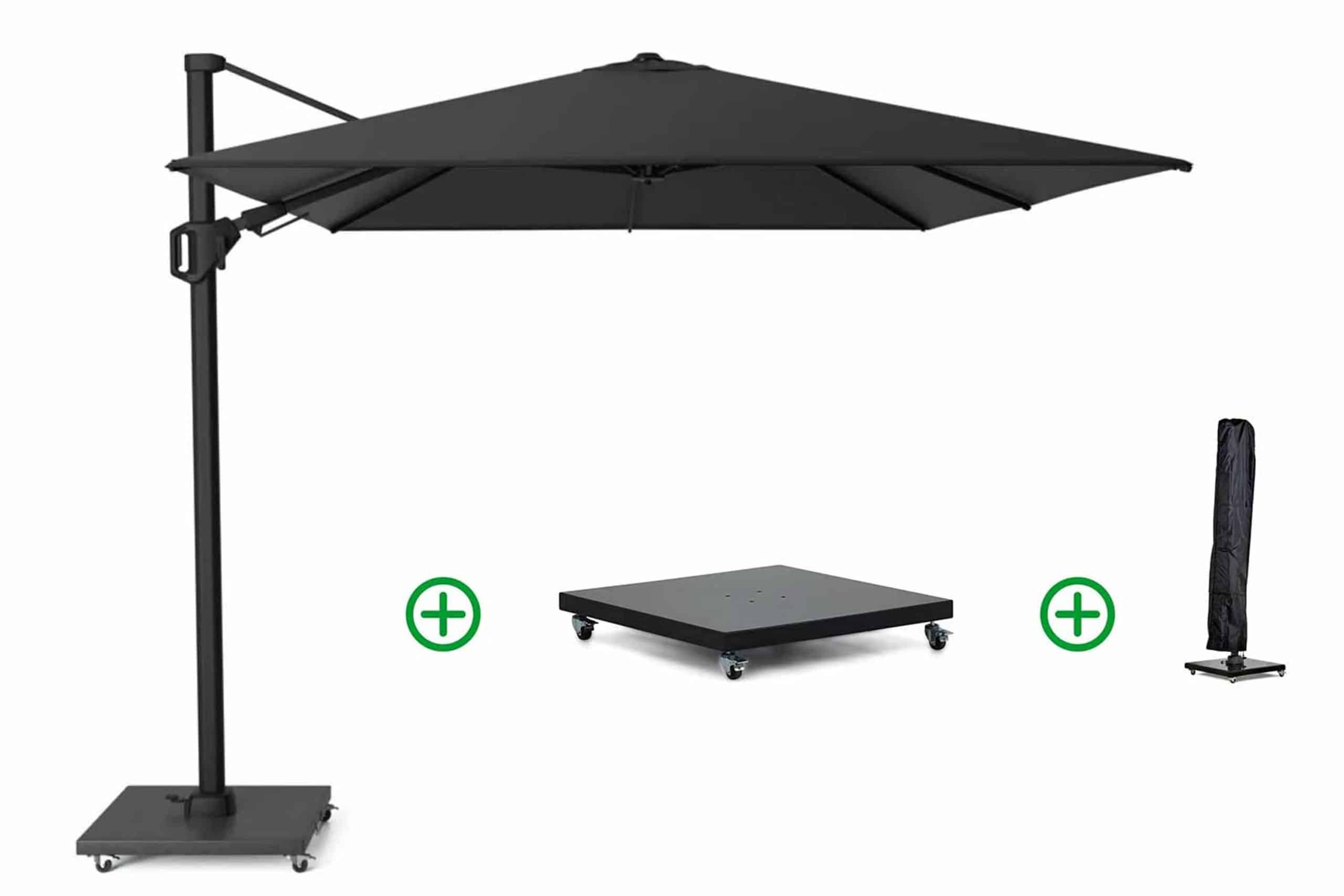 Platinum Challenger zweefparasol 3.5x2.6m T2 premium matt black frame (incl. voet en hoes) jet black