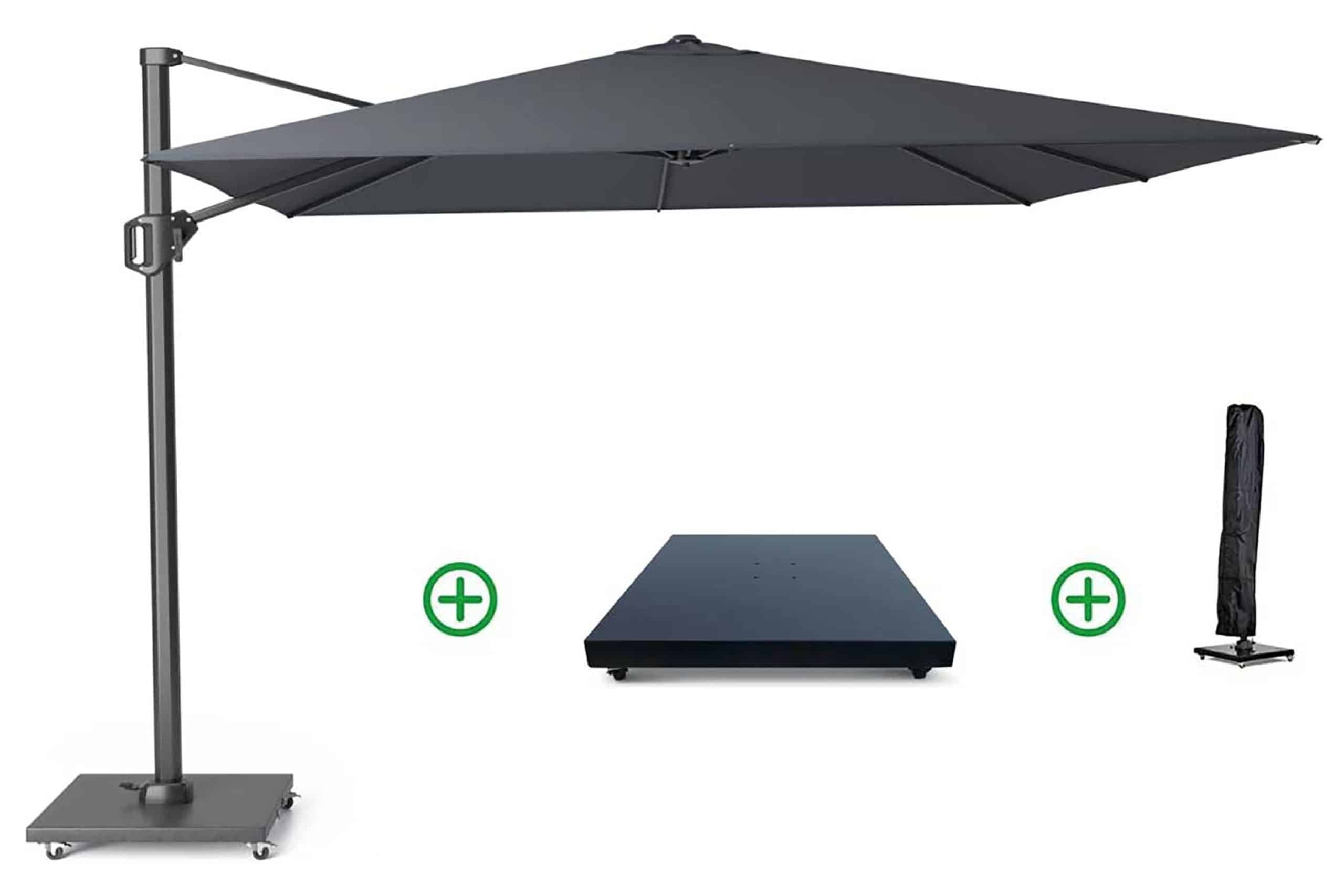 Platinum Challenger zweefparasol 3x3m T1 (incl. voet + hoes) antracite