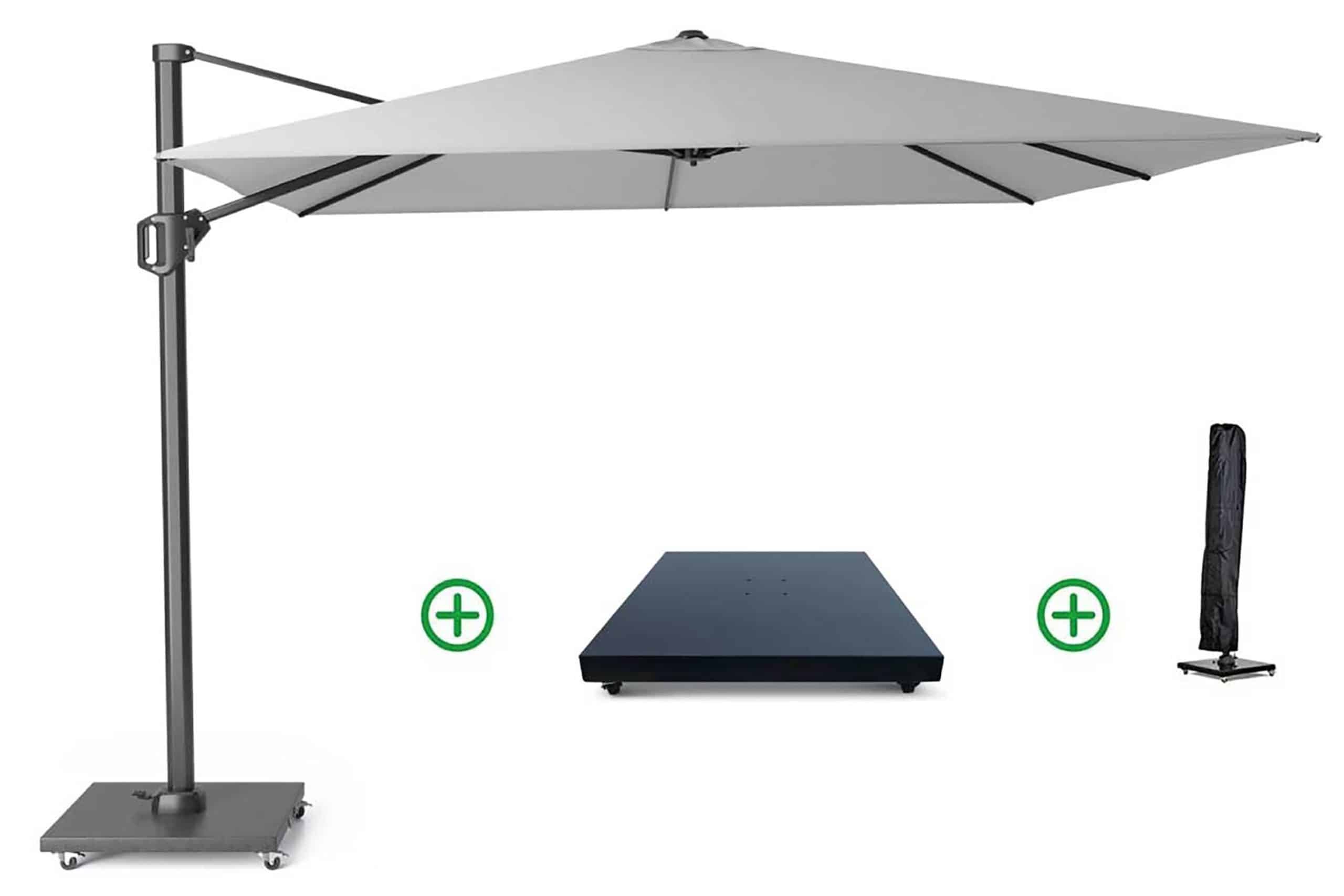 Platinum Challenger zweefparasol 3x3m T1 (incl. voet + hoes) light grey