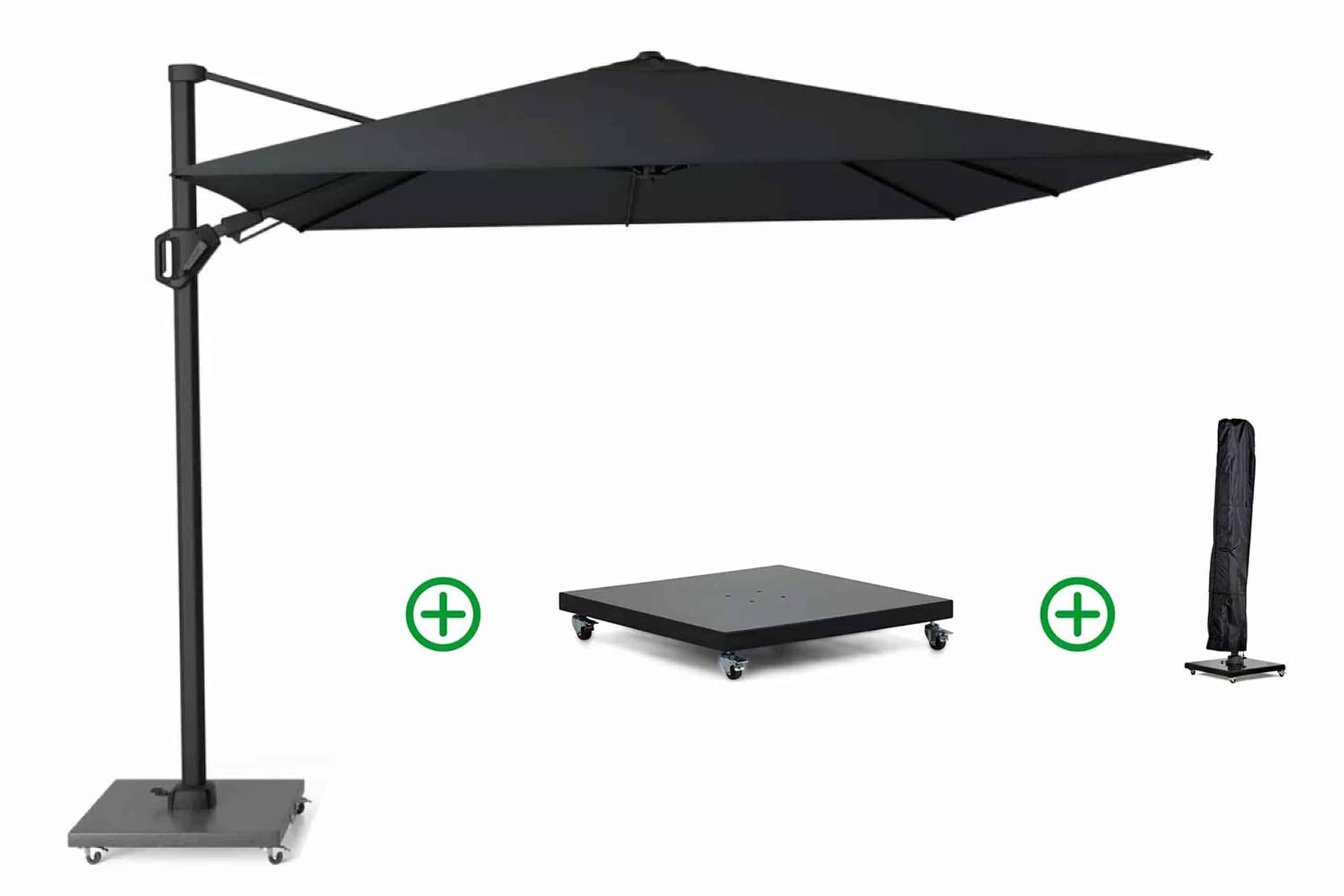Platinum Challenger zweefparasol 3x3m T2 premium (incl. voet en hoes) jet black