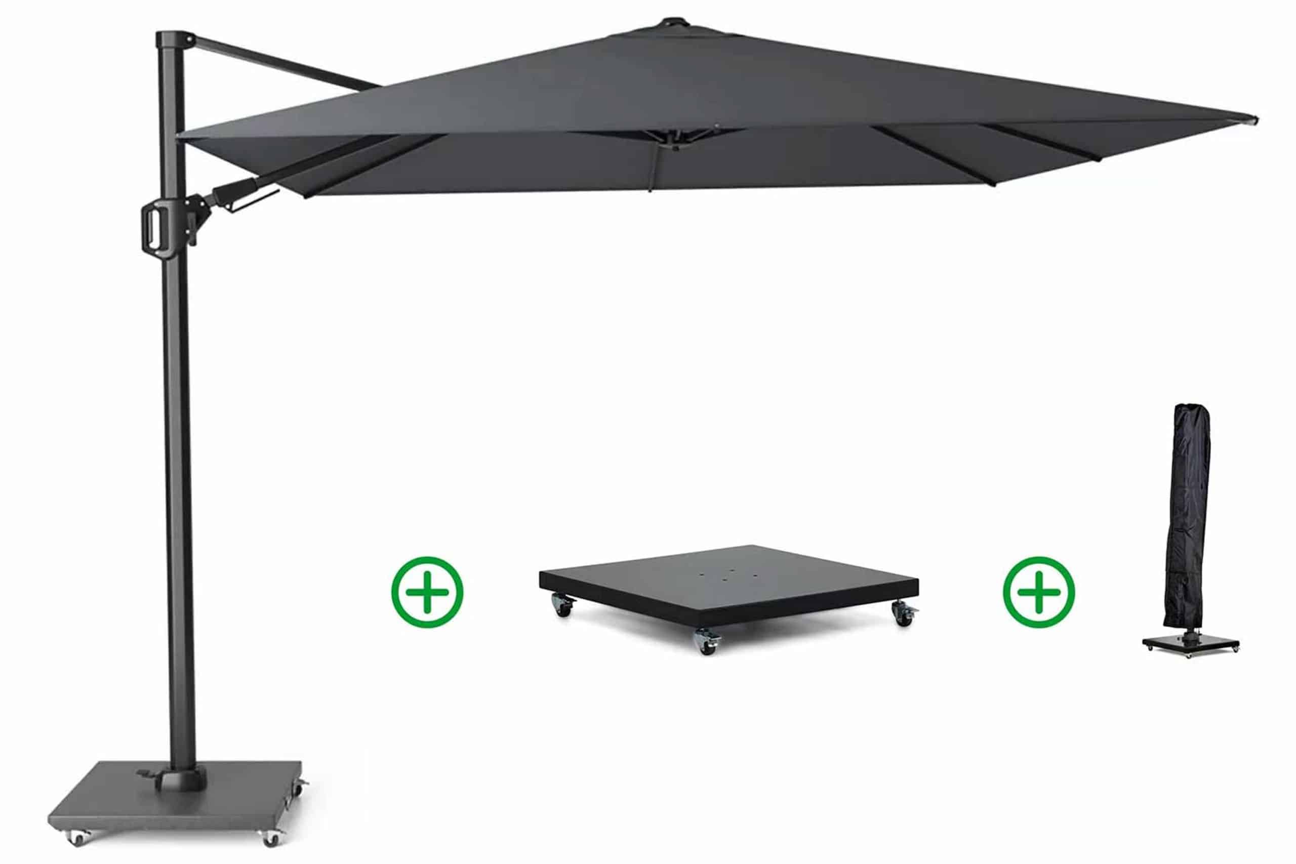Platinum Challenger zweefparasol 3x3mT2 premium (incl. voet en hoes) faded black