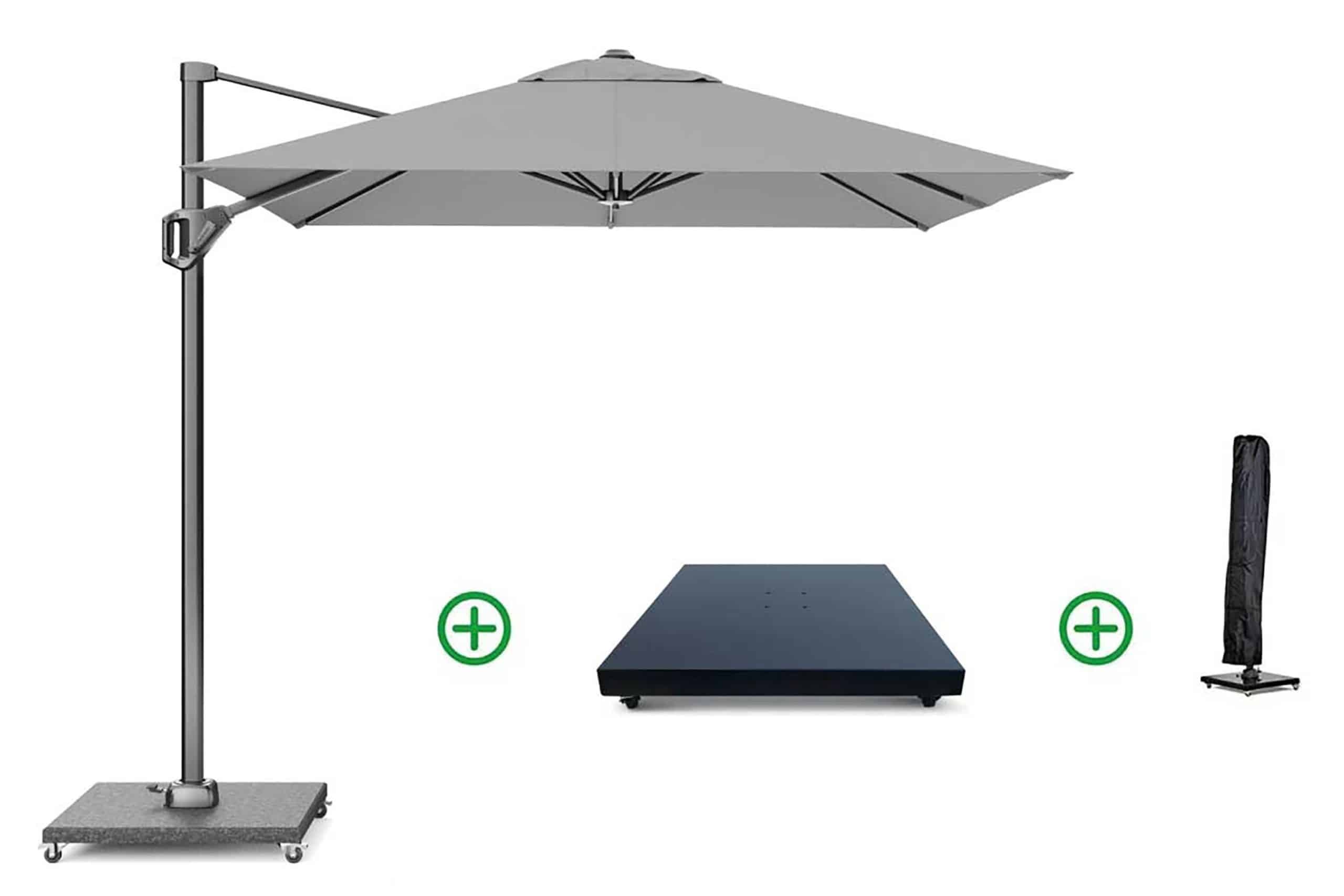 Platinum Voyager zweefparasol 2.5x2.5m T1 (incl .voet + hoes) light grey