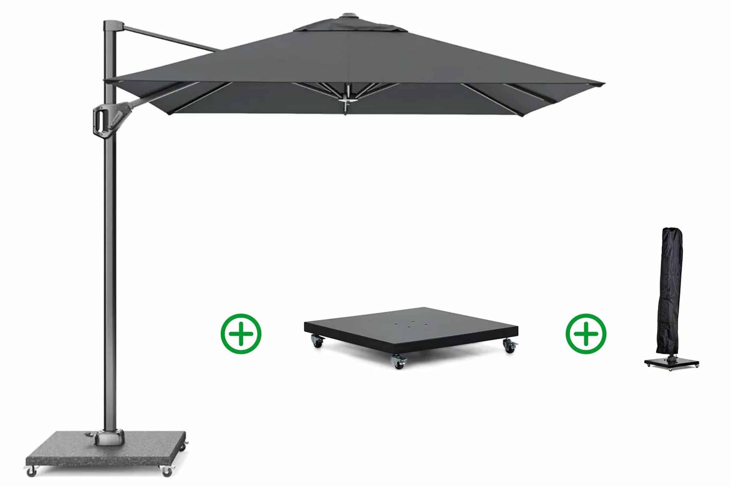 Platinum Voyager zweefparasol 2.5x2.5m T1 (incl. voet en hoes) anthracite
