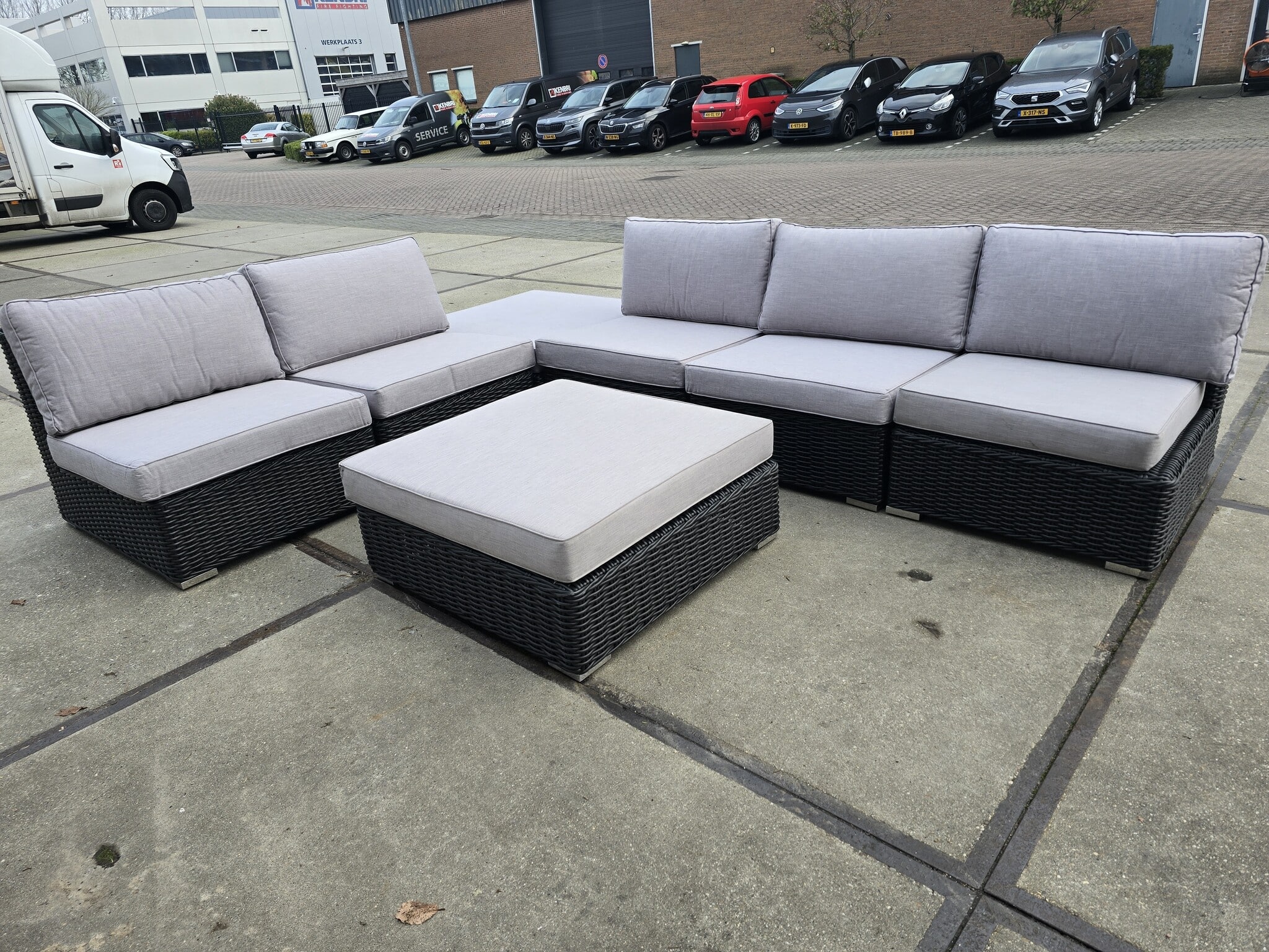 Showroommodel Manjavico hoek loungeset 7-delig zwart wicker
