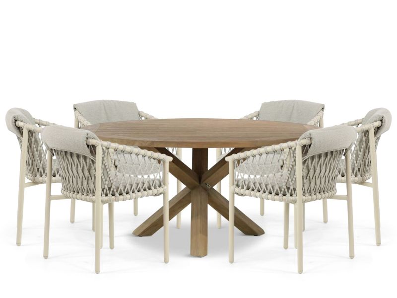 4 Seasons Outdoor Allora/Sand City 160 cm dining tuinset 7-delig