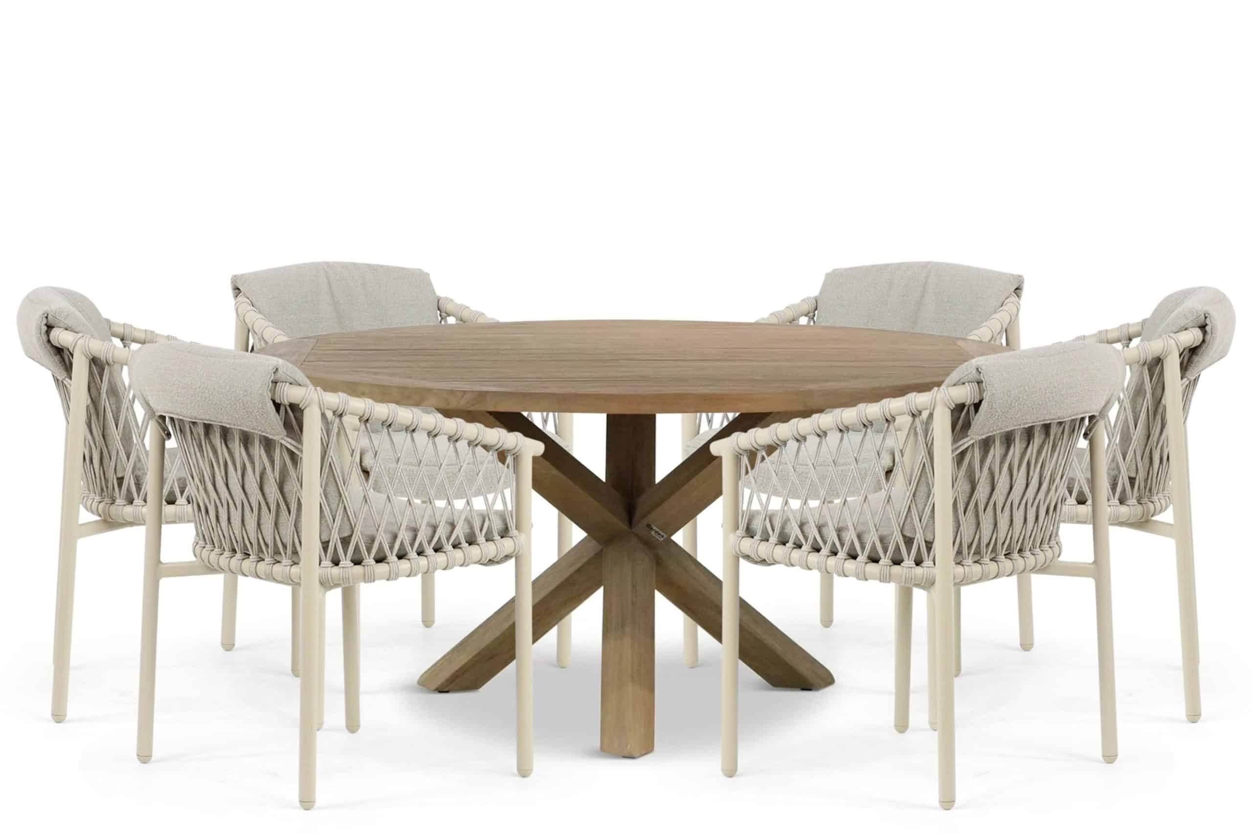 4 seasons outdoor allora/sand city 160 cm dining tuinset 7 delig