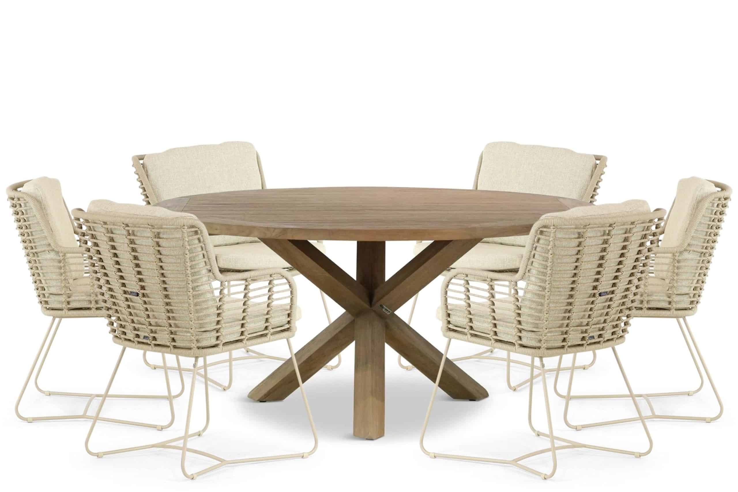 4 seasons outdoor fabrice/sand city 160 cm dining tuinset 7 delig
