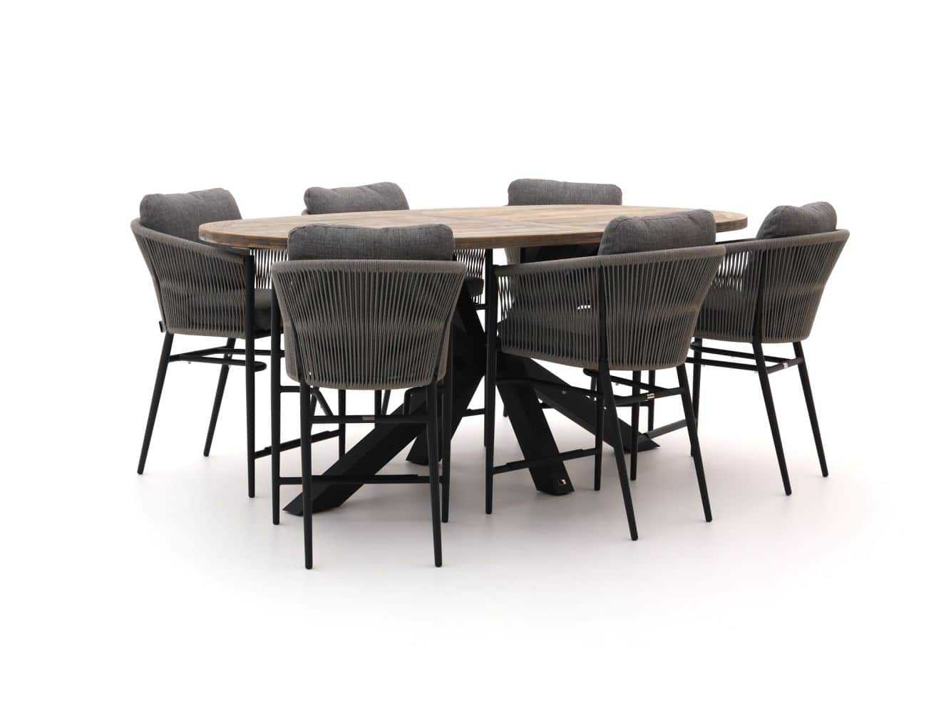 bellagio mineo/rough y ellips 240cm high dining tuinset 7 delig laagste prijsgarantie!