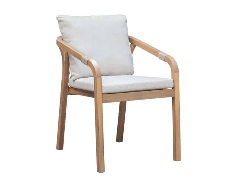 Bergamo dining tuinstoel | touw + hardhout | zand