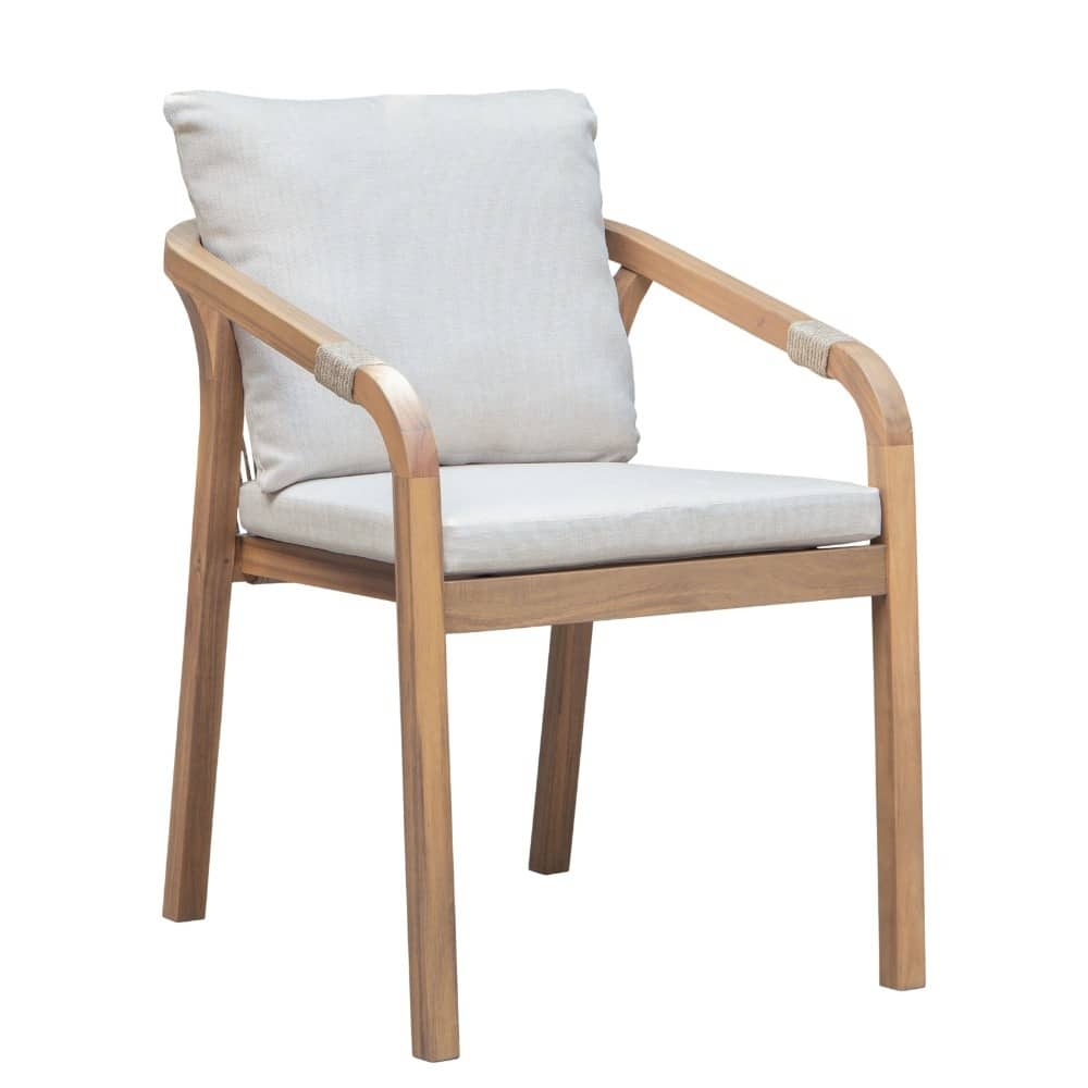 bergamo dining tuinstoel | touw + hardhout | zand