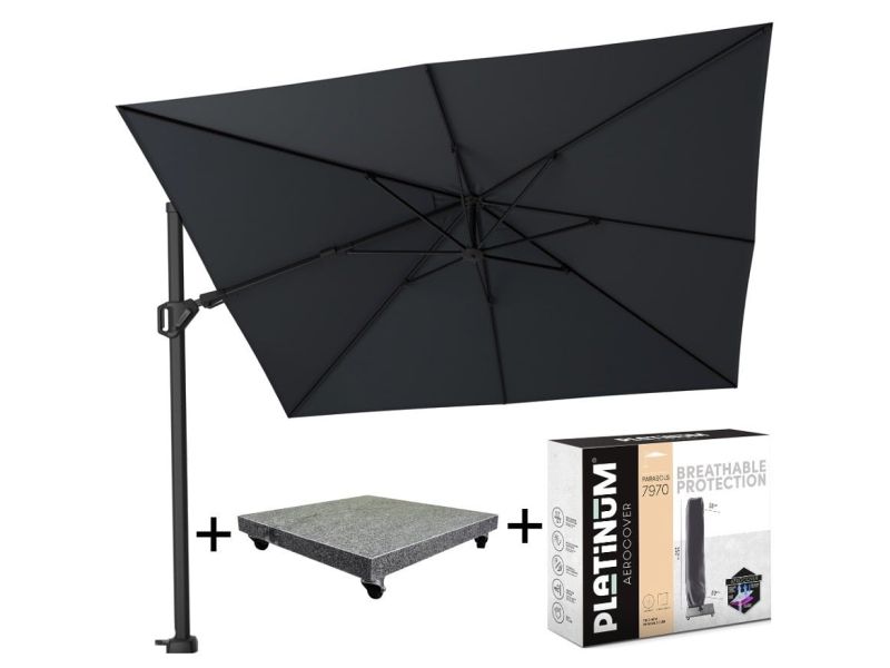 Challenger T2 300x300 cm antraciet met parasolvoet 120kg en hoes