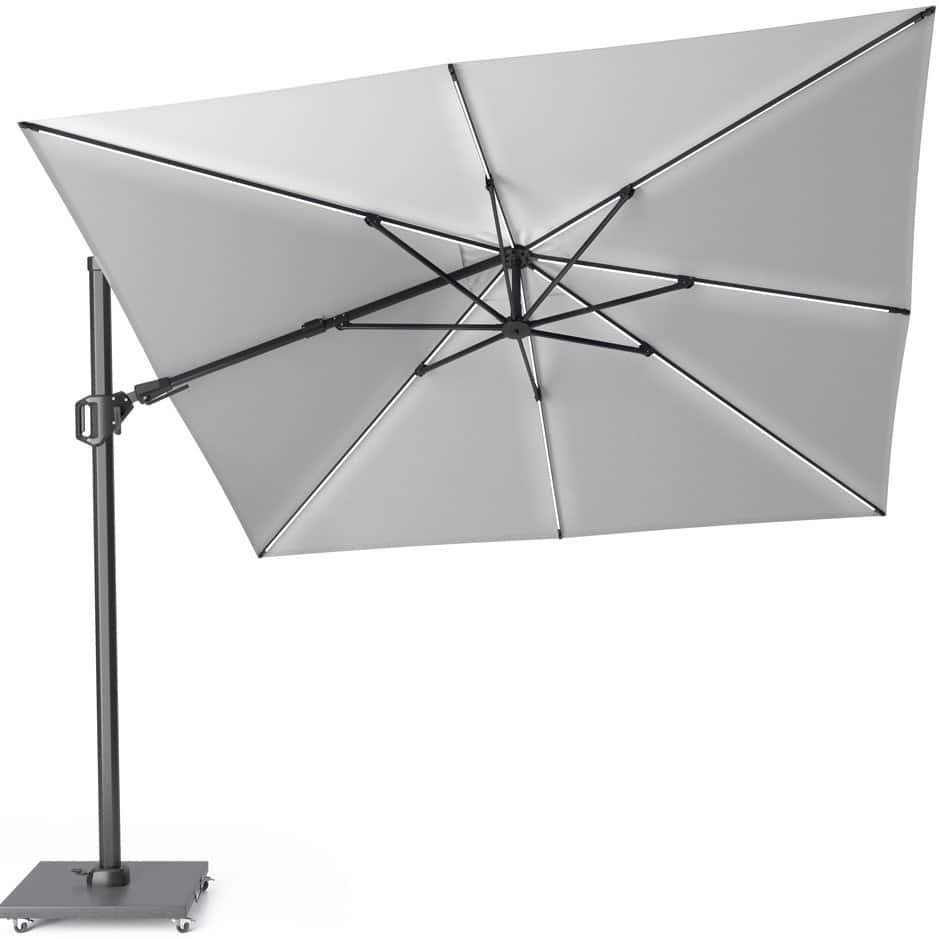 challenger t2 glow zweefparasol 300×300 cm lichtgrijs