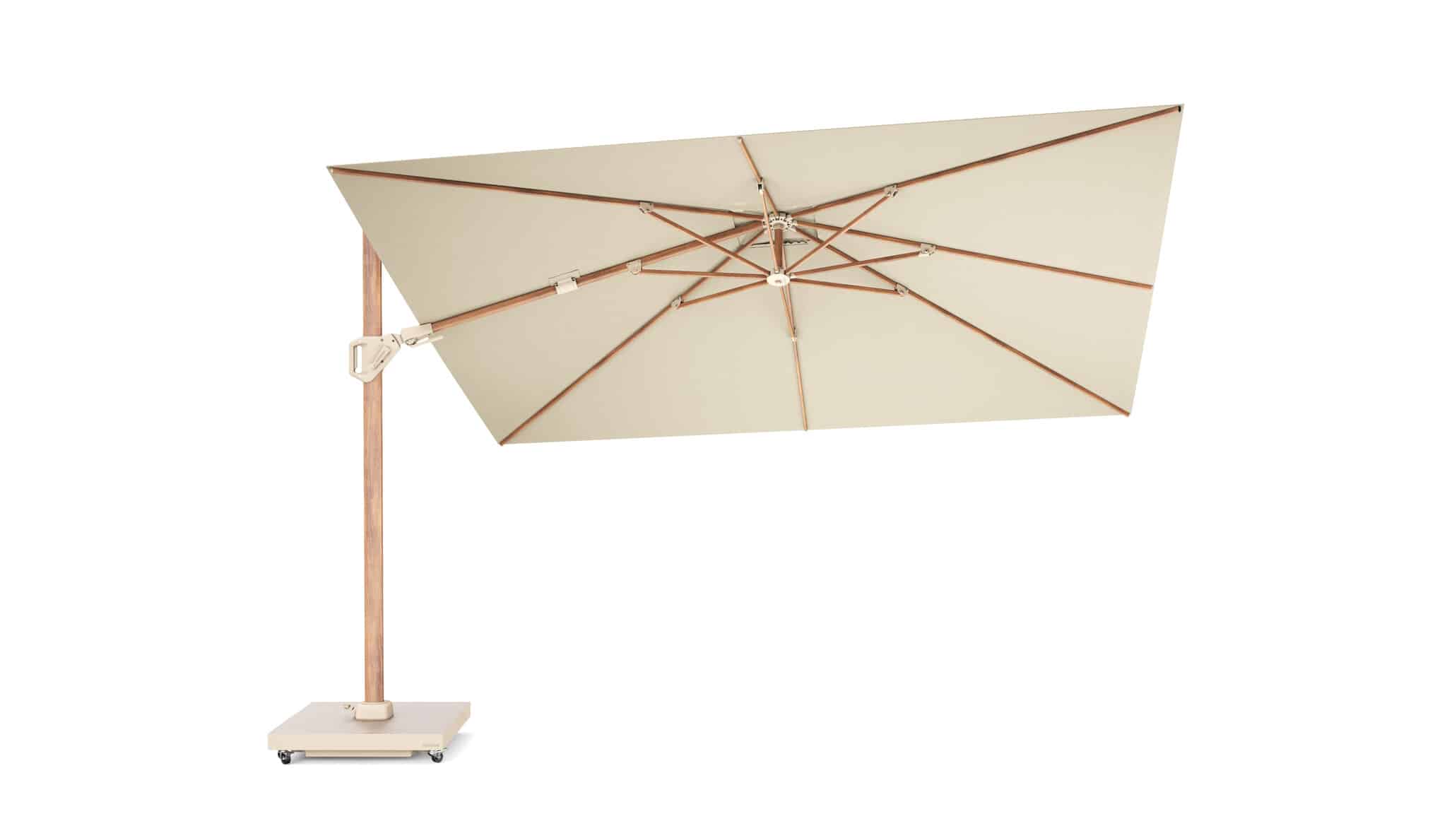 challenger t2 premium parasol 260×350 cm teak champagne
