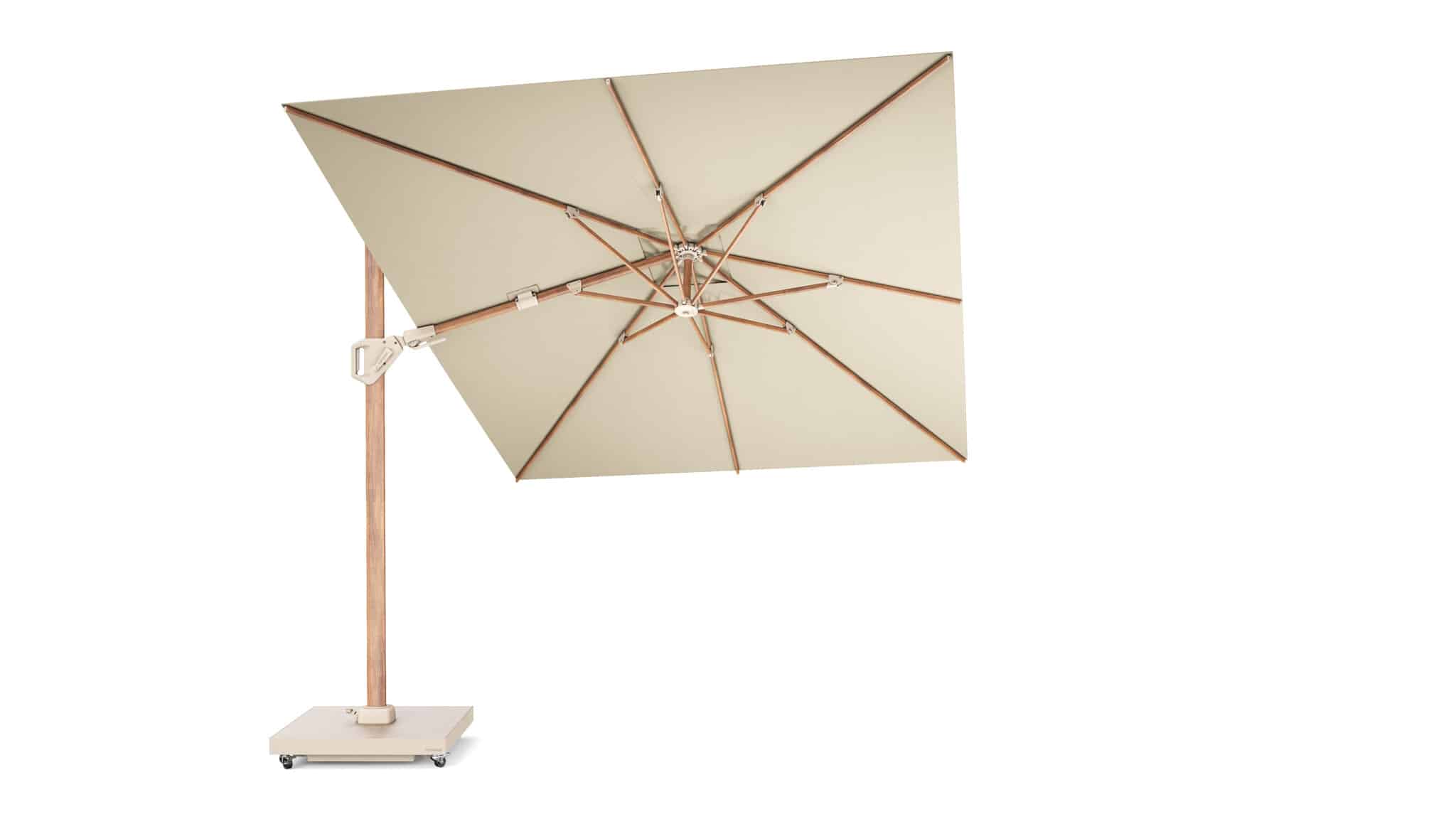 challenger t2 premium parasol 350×260 cm teak champagne