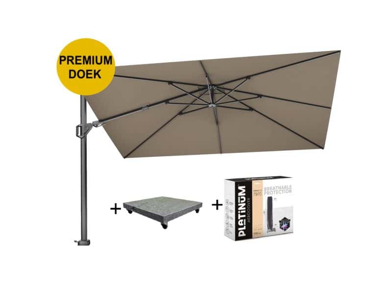 Challenger T2 premium zweefparasol 260x350 cm havana met parasolvoet 90kg en hoes