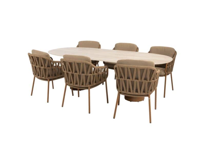 Colorado Biarritz dining tuinset 240x105xH75 cm 7 delig keramiek amber 4 Seasons Outdoor