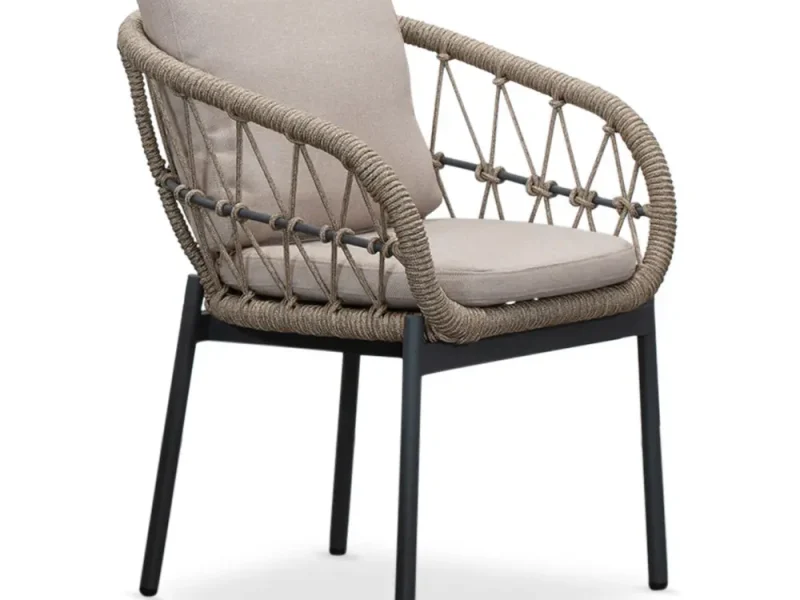 Dakota dining tuinstoel | touw + aluminium | beige/antraciet