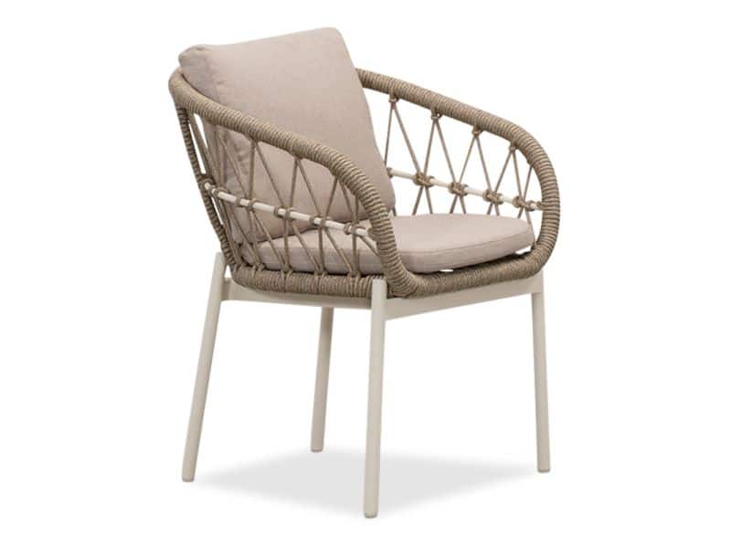 Dakota dining tuinstoel | touw + aluminium | beige/wit