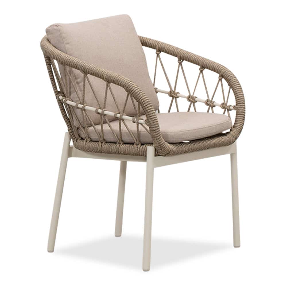 dakota dining tuinstoel | touw + aluminium | beige/wit