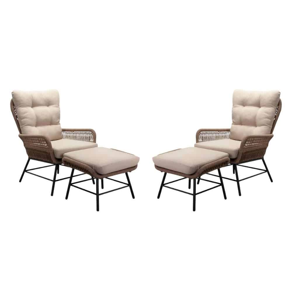 dex lounge balkonset 2 personen | touw + aluminium | sahara dust | 4 delig