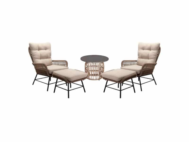 Dex lounge balkonset 2 personen | touw + aluminium | Sahara Dust | 5-delig