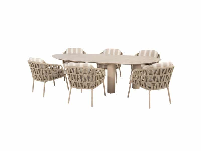Estate Beverly dining tuinset 240x105xH75 cm mango 7 delig keramiek latte 4 Seasons Outdoor