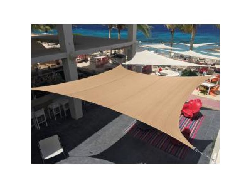 Express schaduwdoek wind doorlatend vierkant beige 4.2 x 4.2 meter