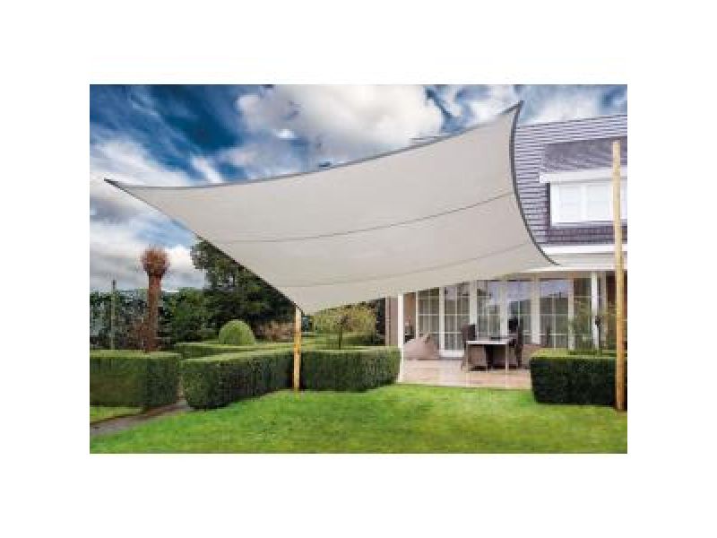 Express schaduwdoek wind doorlatend vierkant zilvergrijs 4.2 x 4.2 meter