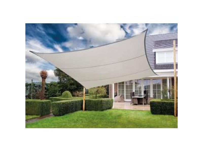 Express schaduwdoek wind doorlatend vierkant zilvergrijs 5.5 x 5.5 meter