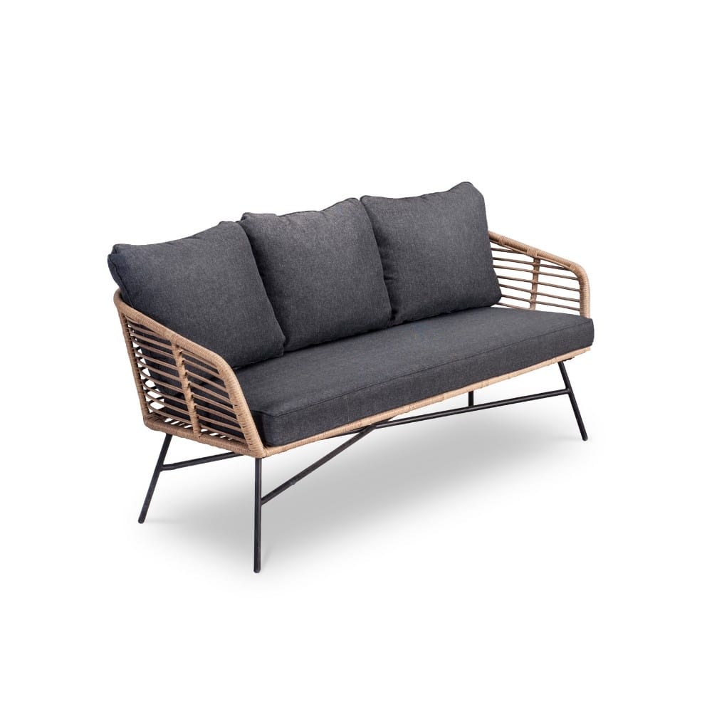 flow 3 zits tuinbank | wicker + aluminium | bamboo antraciet | 162cm