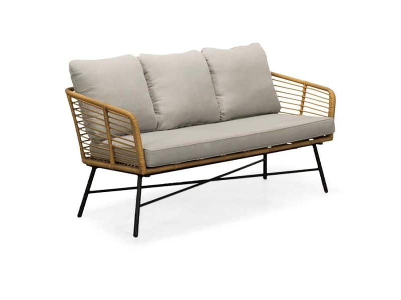 Flow 3-zits tuinbank | wicker + aluminium | Bamboo taupe | 162cm
