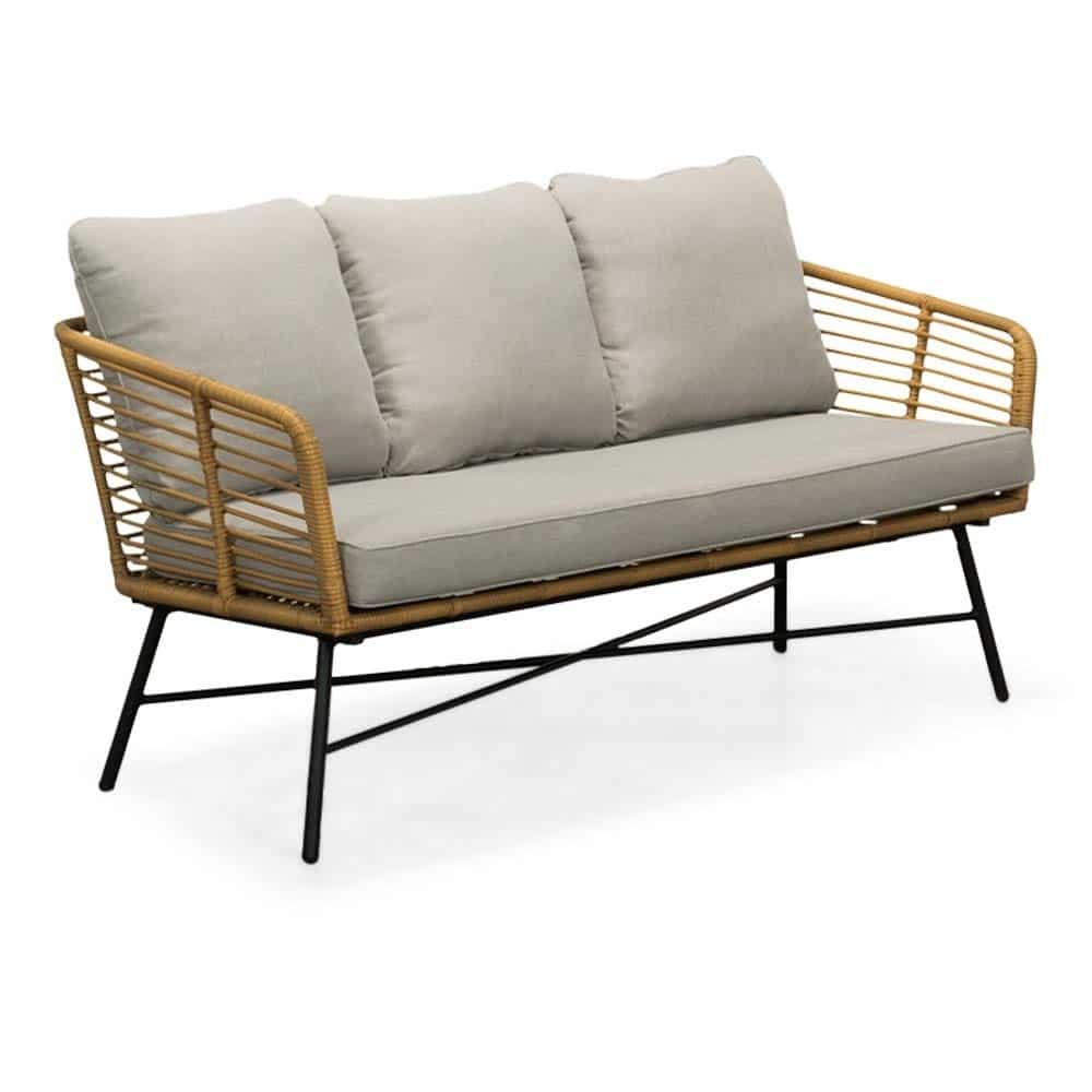 flow 3 zits tuinbank | wicker + aluminium | bamboo taupe | 162cm