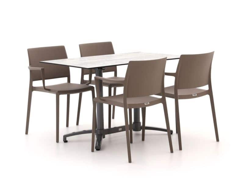 Forza Sile/Canzo 120cm dining tuinset 5-delig stapelbaar inklapbaar - Laagste prijsgarantie!