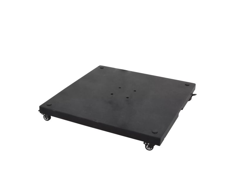 Granietplaat Polish op 4 wielen, 90kg zwart, afstand gaten diagonaal 16cm