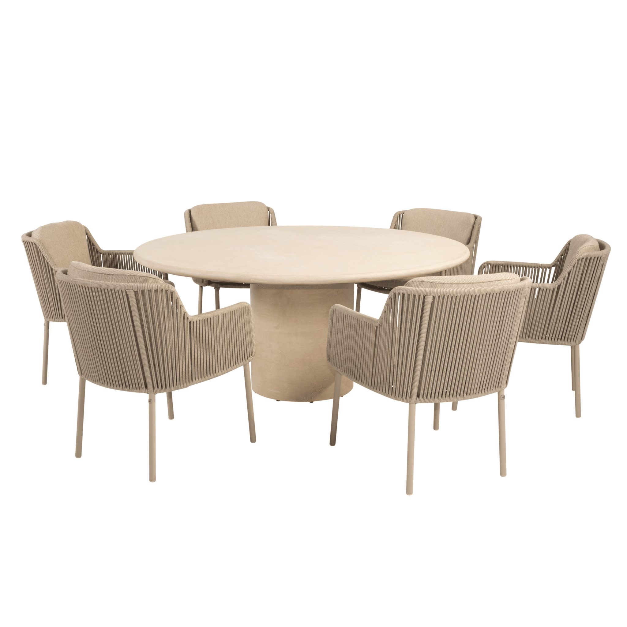 hampton bernini dining tuinset 160xh75 cm rond 7 delig mortex latte 4 seasons outdoor