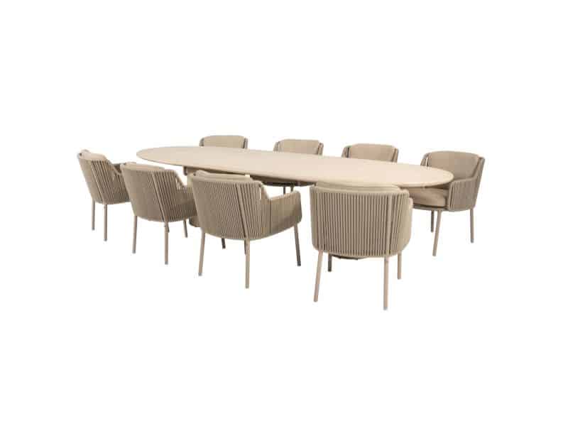 Hampton Bernini dining tuinset 300x110xH75 cm 9 delig mortex latte 4 Seasons Outdoor