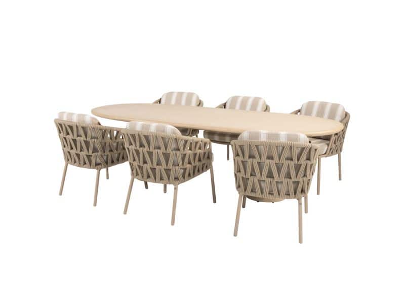 Hampton Beverly dining tuinset 240x105xH75 cm 7 delig mortex latte 4 Seasons Outdoor