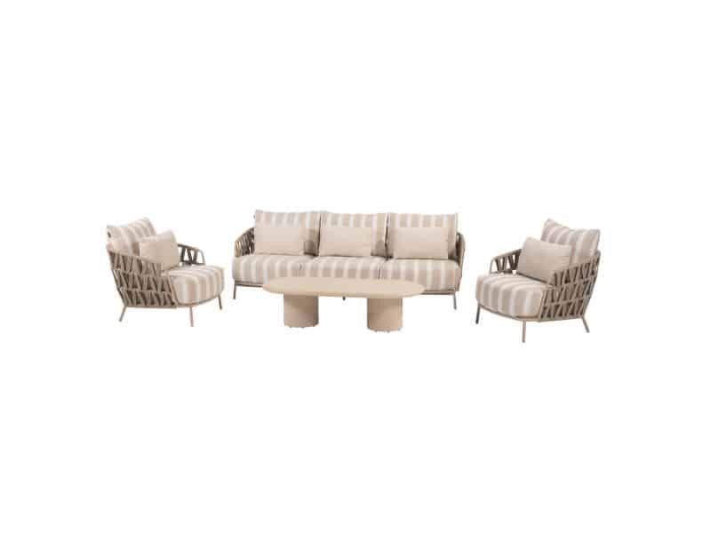 Hampton Beverly stoel bank loungeset 4 delig latte 4 Seasons Outdoor