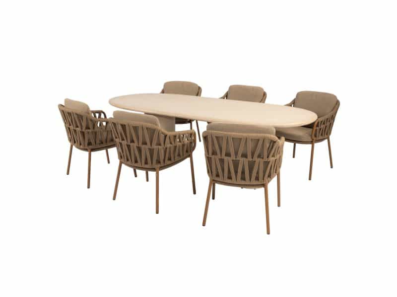 Hampton Biarritz dining tuinset 240x105xH75 cm 7 delig mortex amber 4 Seasons Outdoor
