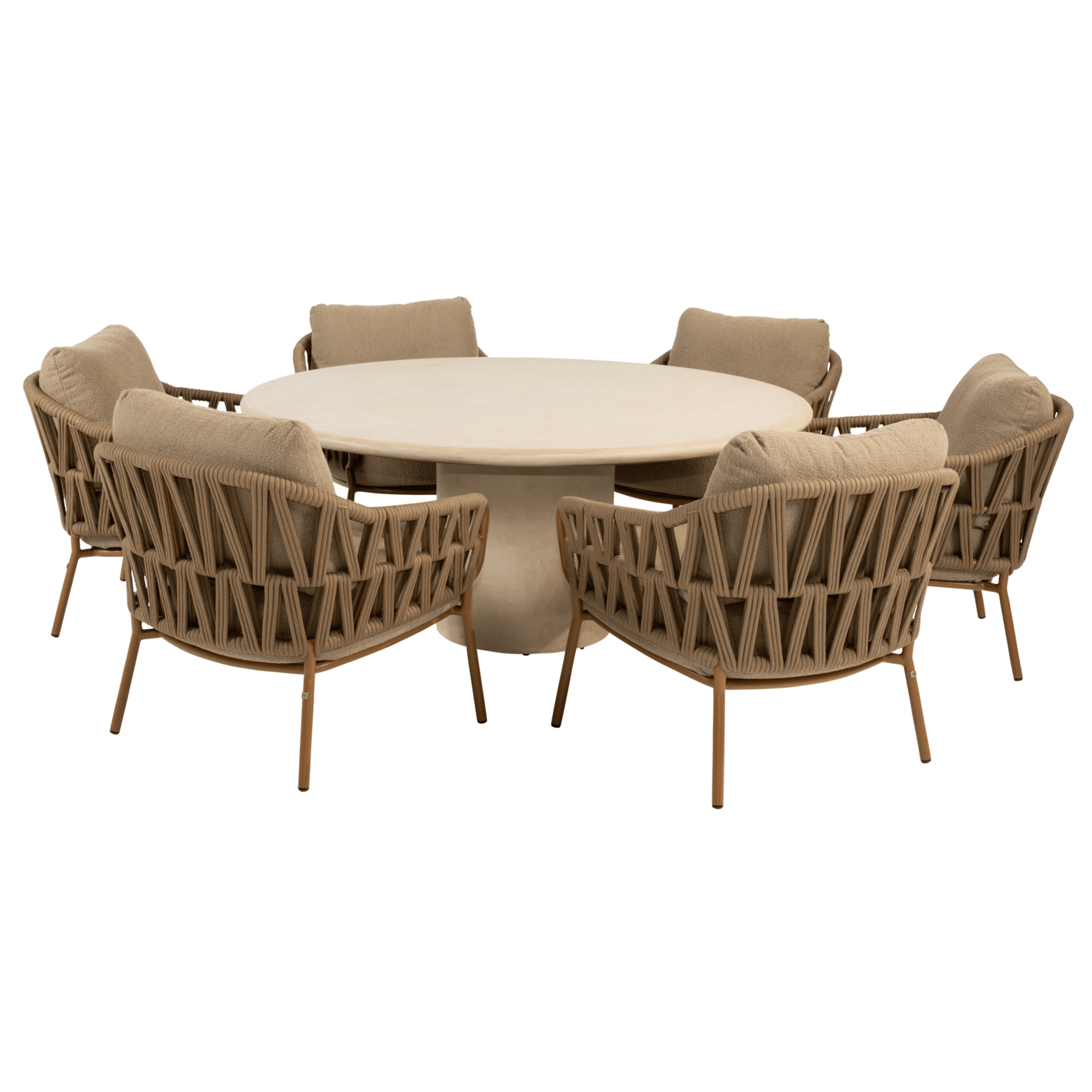hampton biarritz low dining tuinset 160xh69 cm rond 7 delig mortex amber 4 seasons outdoor