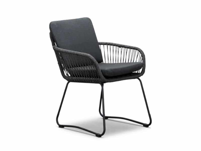 Harper dining tuinstoel | touw + rvs | Lava Grey