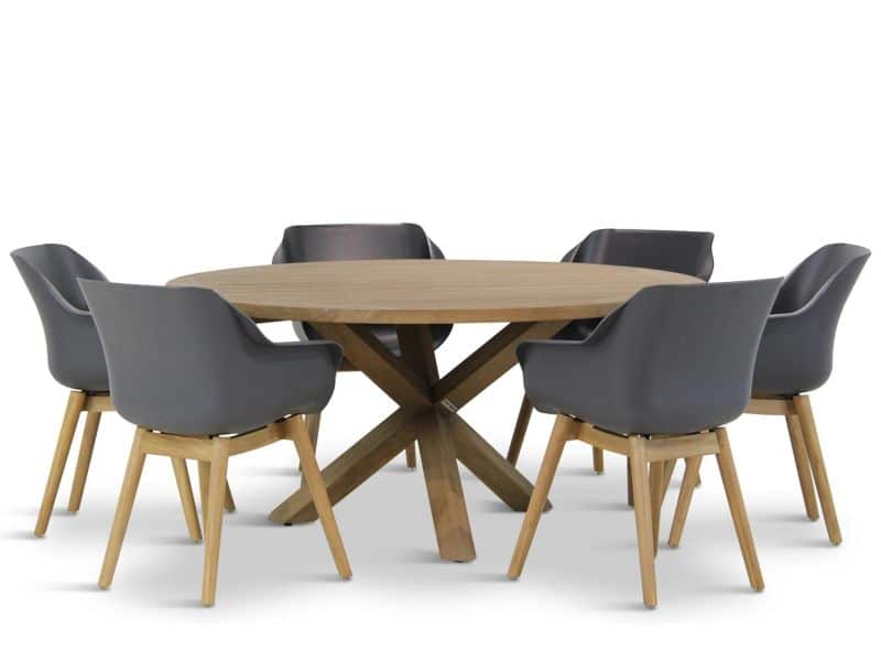 Hartman Sophie teak/Sand City rond 160 cm dining tuinset 7-delig