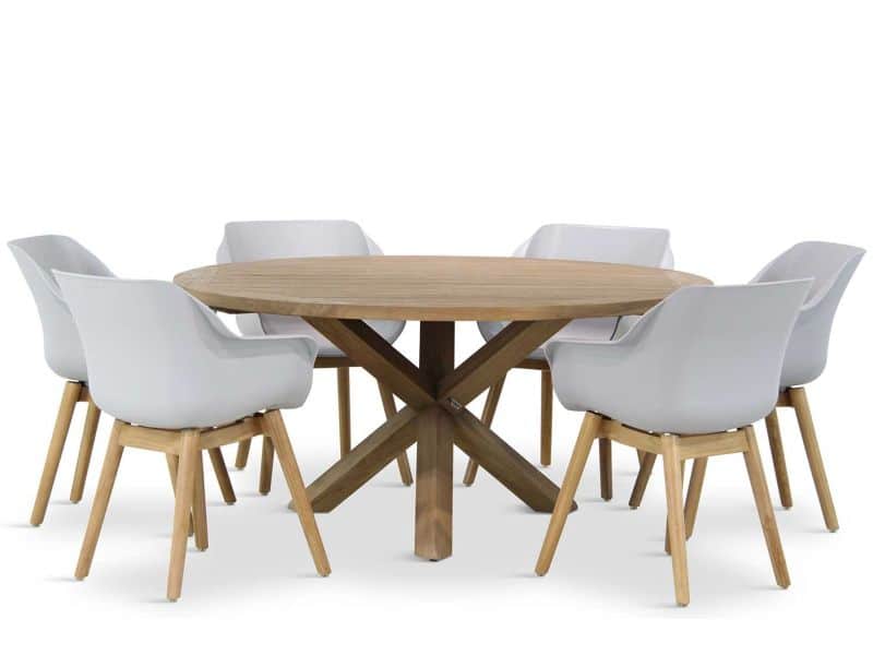 Hartman Sophie teak/Sand City rond 160 cm dining tuinset 7-delig
