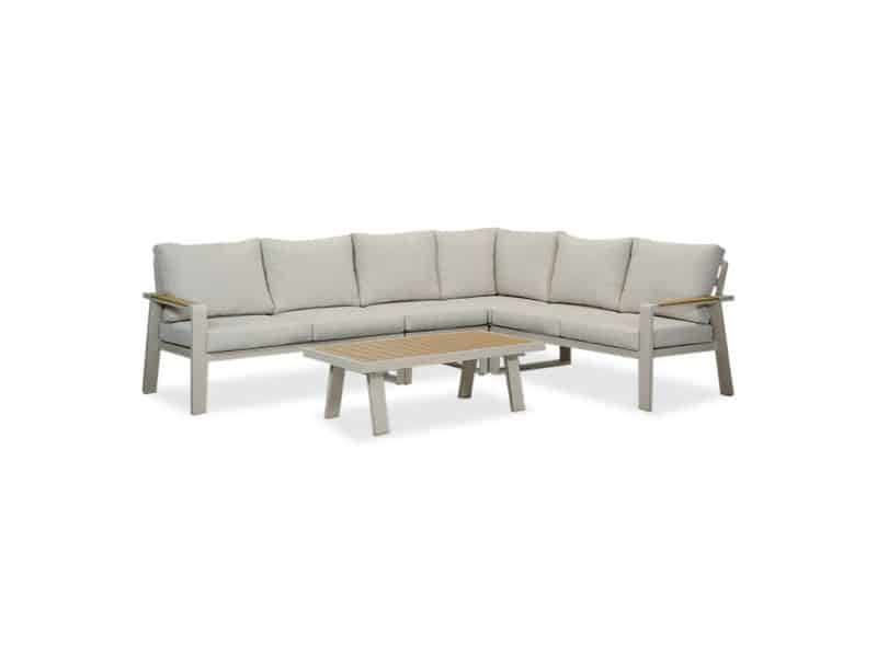 Lola hoek loungeset 6 personen | aluminium + polywood | beige | 4-delig - 288x220cm