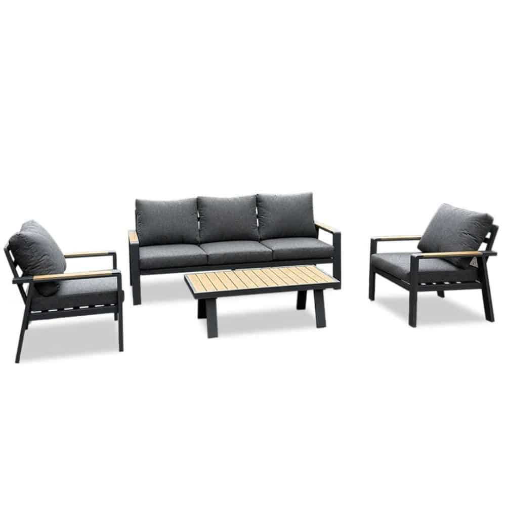 lola stoel bank loungeset 5 personen | aluminium + polywood | antraciet | 4 delig